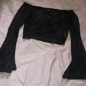 Sparkly flared sleeved crop top